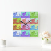 Farbenfrohe Pop Art Apple Quadratische Wanduhr (Zuhause)