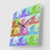 Farbenfrohe Pop Art Apple Quadratische Wanduhr (Winkel)