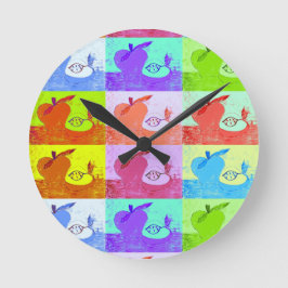 Farbenfrohe Pop Art Apple Runde Wanduhr