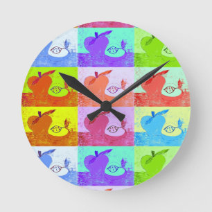 Farbenfrohe Pop Art Apple Runde Wanduhr