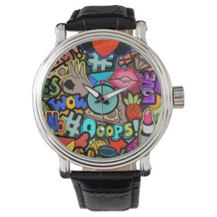 Farbenfrohe Pop-Art Armbanduhr