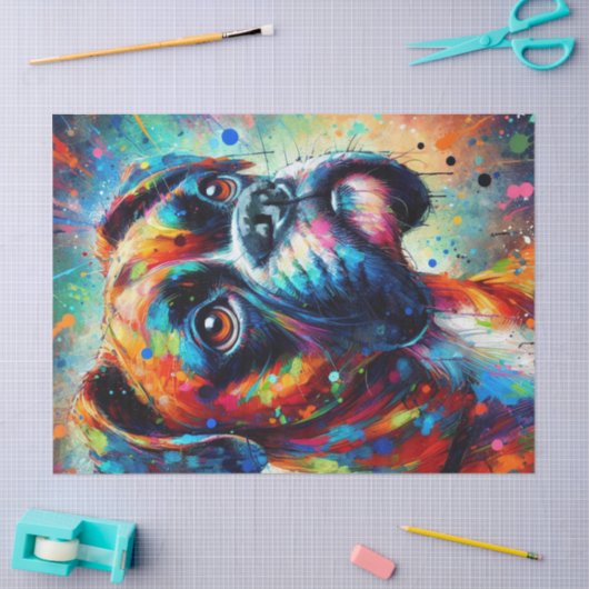 Farbenfrohe Pop Art Boxer Dog Entdeckungsreise Seidenpapier (Basteln)