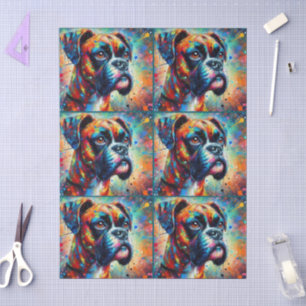 Farbenfrohe Pop Art Boxer Dog Entdeckungsreise Seidenpapier