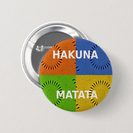 Farbenfrohe Pop Art Collage & "Hakuna Matata" Nach Button (Vorne & Hinten)
