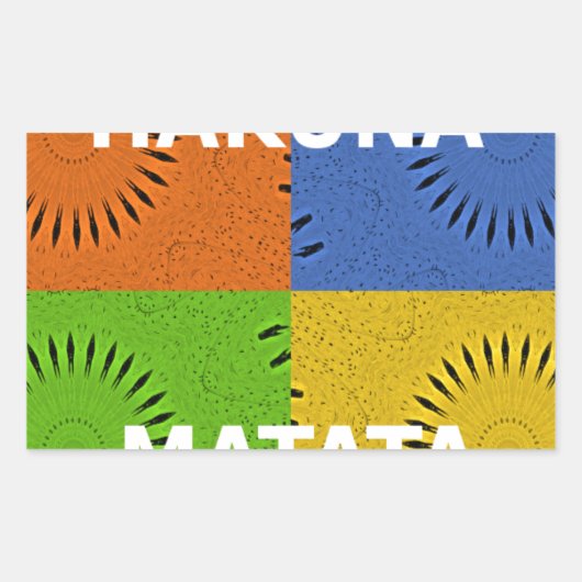 Farbenfrohe Pop Art Collage & "Hakuna Matata" Nach Rechteckiger Aufkleber (Vorderseite)