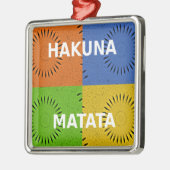 Farbenfrohe Pop Art Collage & "Hakuna Matata" Nach Silbernes Ornament (Links)