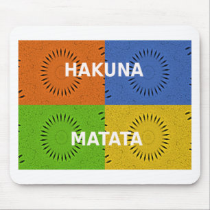 Farbenfrohe Pop-Art-Collage und "Hakuna Matata"-Bo Mousepad