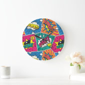 Farbenfrohe Pop Art Design - Retro Comic Explosion Große Wanduhr (Zuhause)
