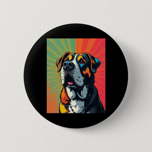 Farbenfrohe Pop Art Dog Illustration � Bold & Fun Button (Vorderseite)