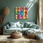Farbenfrohe Pop Art Frauen mit Sonnenbrille & Kopf Poster<br><div class="desc">Dieser lebendige Pop-Kunstdruck besticht durch ein Gitter stilvoller Frauen, die eine Sonnenbrille und einen Kopfhörer tragen und an die Retro-80er-Mode erinnern. Die Neonfarben und der dynamische Stil verleihen jedem Raum Energie und machen ihn zu einem idealen Wanddekor für Musik- und Modeliebhaber. Ideal zum Aufhellen Ihrer Zuhause, der Galeriewand oder sogar...</div>