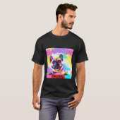 Farbenfrohe Pop Art Funky Dog T-Shirt (Vorne ganz)