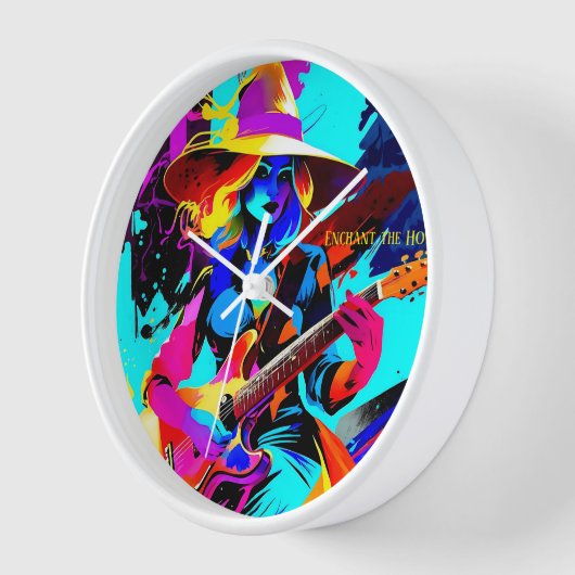 Farbenfrohe Pop Art Gitarrist Uhr (Winkel)