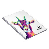 Farbenfrohe Pop Art Goat Mit Monogramm Notebook Notizblock (Rechte Seite)