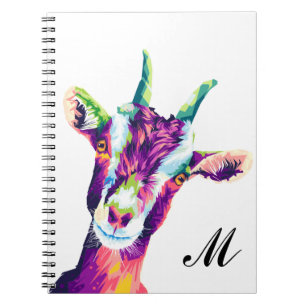 Farbenfrohe Pop Art Goat Mit Monogramm Notebook Notizblock