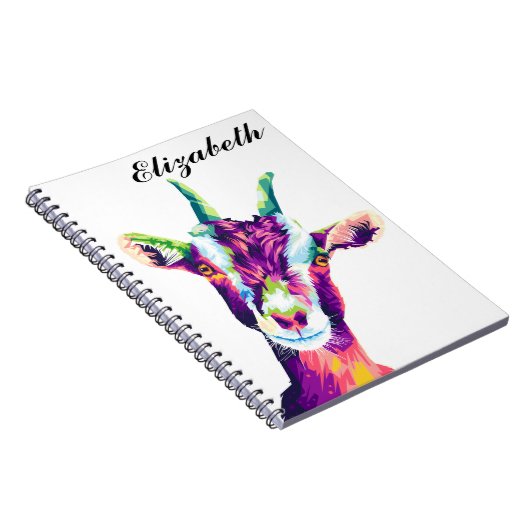 Farbenfrohe Pop Art Goat Personalisiertes Notebook Notizblock (Rechte Seite)