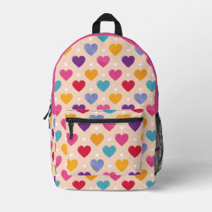 Farbenfrohe Pop Art Herzstück Muster Bedruckter Rucksack