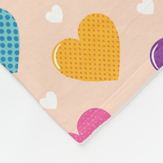 Farbenfrohe Pop Art Herzstück Muster Fleecedecke (Ecke)