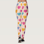 Farbenfrohe Pop Art Herzstück Muster Leggings (Rückseite)
