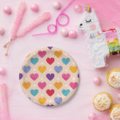 Farbenfrohe Pop Art Herzstück Muster Pappteller (Party)