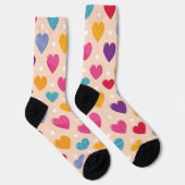 Farbenfrohe Pop Art Herzstück Muster Socken (Rechts)