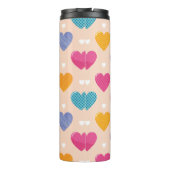 Farbenfrohe Pop Art Herzstück Muster Thermosbecher (Rückseite)
