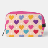 Farbenfrohe Pop Art Herzstück Muster Waschbeutel (Rückseite)