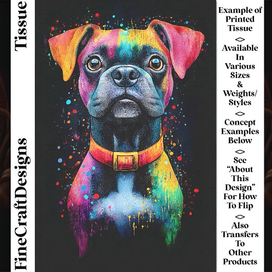 Farbenfrohe Pop Art Kurzer Hund CS6 Decoupage Seidenpapier