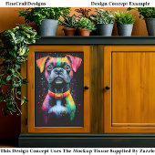Farbenfrohe Pop Art Kurzer Hund CS6 Decoupage Seidenpapier