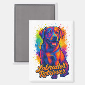 Farbenfrohe Pop Art Labrador Retriever - Lebhafter Magnet (Vorderseite/Rückseite)