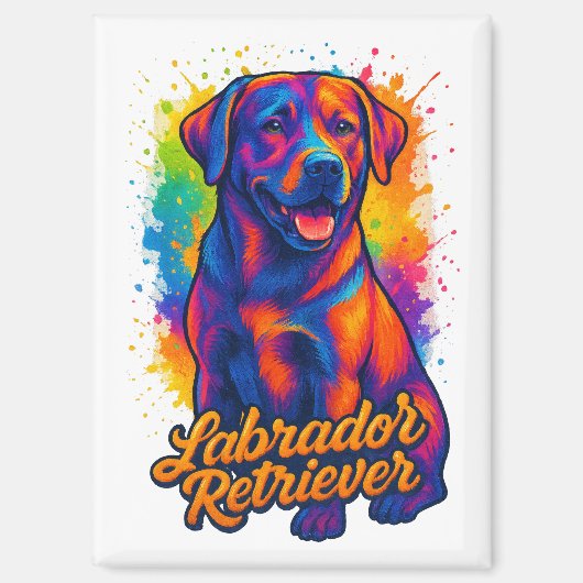 Farbenfrohe Pop Art Labrador Retriever - Lebhafter Magnet (Vorderseite)