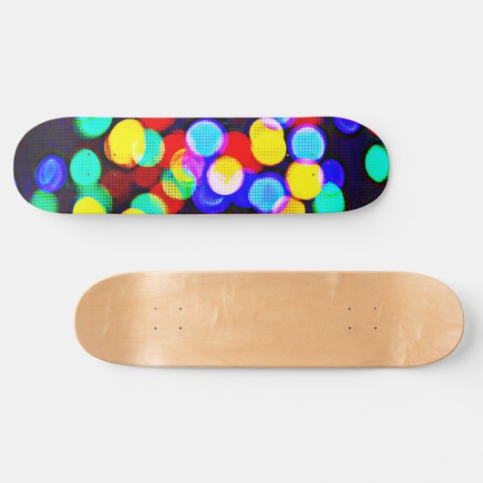 Farbenfrohe Pop Art Lichtbällchen Skateboard Deck (Horizontal)
