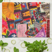 Farbenfrohe Pop Art Mixed Media Collage Küchentüch Geschirrtuch (Gefaltet)