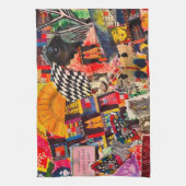 Farbenfrohe Pop Art Mixed Media Collage Küchentüch Geschirrtuch (Vertikal)