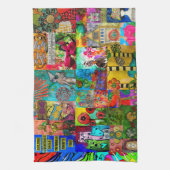 Farbenfrohe Pop Art Mixed Media Collage Küchentüch Geschirrtuch (Vertikal)