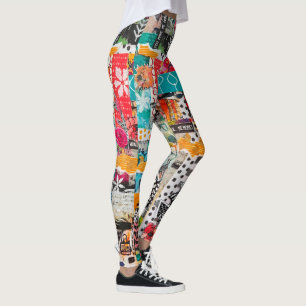Farbenfrohe Pop Art Mixed Media Collage Leggings