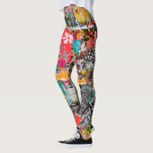 Farbenfrohe Pop Art Mixed Media Collage Leggings (Links)