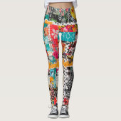 Farbenfrohe Pop Art Mixed Media Collage Leggings (Vorderseite)