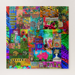 Farbenfrohe Pop Art Mixed Media Collage Puzzle