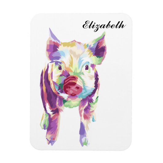 Farbenfrohe Pop Art Pig Personalisiert Magnet (Vertikal)