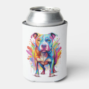 Farbenfrohe Pop Art Pitbuli Dosenkühler