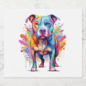 Farbenfrohe Pop Art Pitbuli Schaumweinetikett (Einzelnes Label)