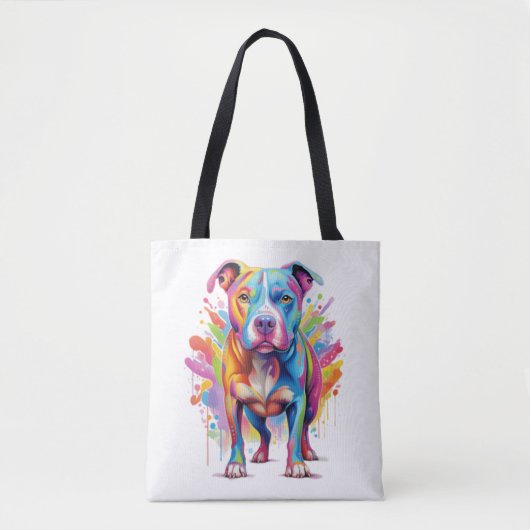 Farbenfrohe Pop Art Pitbuli Tasche (Vorderseite)