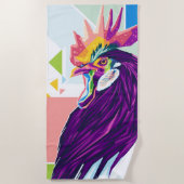 Farbenfrohe Pop Art Rhoster Strandtuch (Vorderseite)