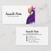 Farbenfrohe Pop Art Rooster Business Card Visitenkarte (Vorne/Hinten)
