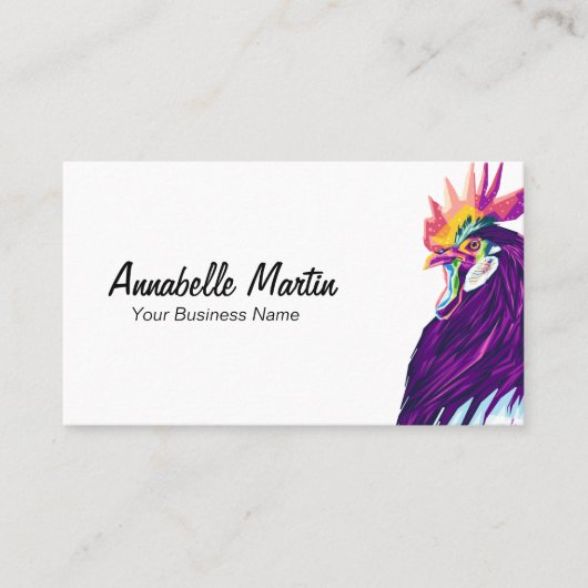 Farbenfrohe Pop Art Rooster Business Card Visitenkarte (Vorderseite)