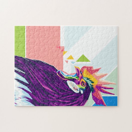 Farbenfrohe Pop Art Rooster Portrait Jigsaw Puzzle (Horizontal)