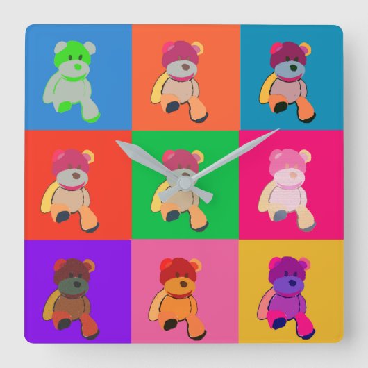 Farbenfrohe Pop Art teddy Sehr geehrte Uhr (Vorderseite)