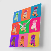 Farbenfrohe Pop Art teddy Sehr geehrte Uhr (Winkel)