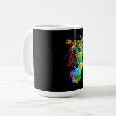 Farbenfrohe Pop Art Tiger Kaffeetasse (Vorderseite Links)