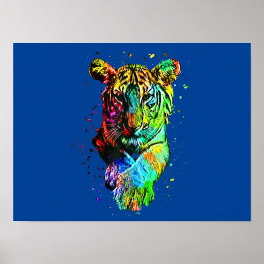 Farbenfrohe Pop Art Tiger Poster (Vorne)